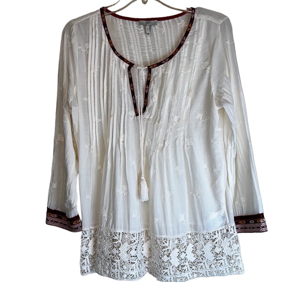 Josie Ivory Gustavia Embroidered Lace Boho Top Sz S - Picture 2 of 12